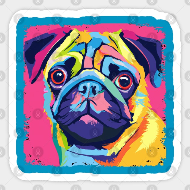 Pug Pop Art Dog Lover Gifts Pug Sticker TeePublic